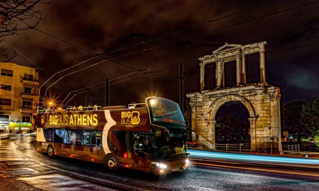Tour ngắm cảnh đêm Athens bằng xe buýt lớn