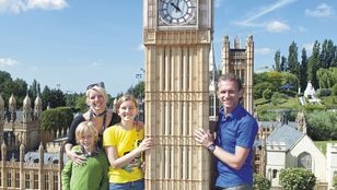 Captivating family moment at Mini Europe Brussels: Smiling faces and cherished memories amidst the miniature wonders of the continent.