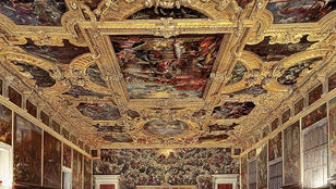 Intricate interior of Doge's Palace, an epitome of opulence, captivates with historical elegance and exquisite beauty.