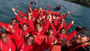 Excited tourists and Jet Thrill Rider come together, capturing the joyous moment with beaming smiles in a delightful shared selfie.